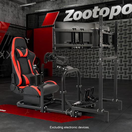 Zootopo Racing Sim Cockpit with Triple Monitor Mount and Seat Fits for Logitech/Thrustmaster/Fanatec/Moza G29 G920 G923 CSL-DD T248 Without Steering Wheel, Pedals ,TV and Shifter