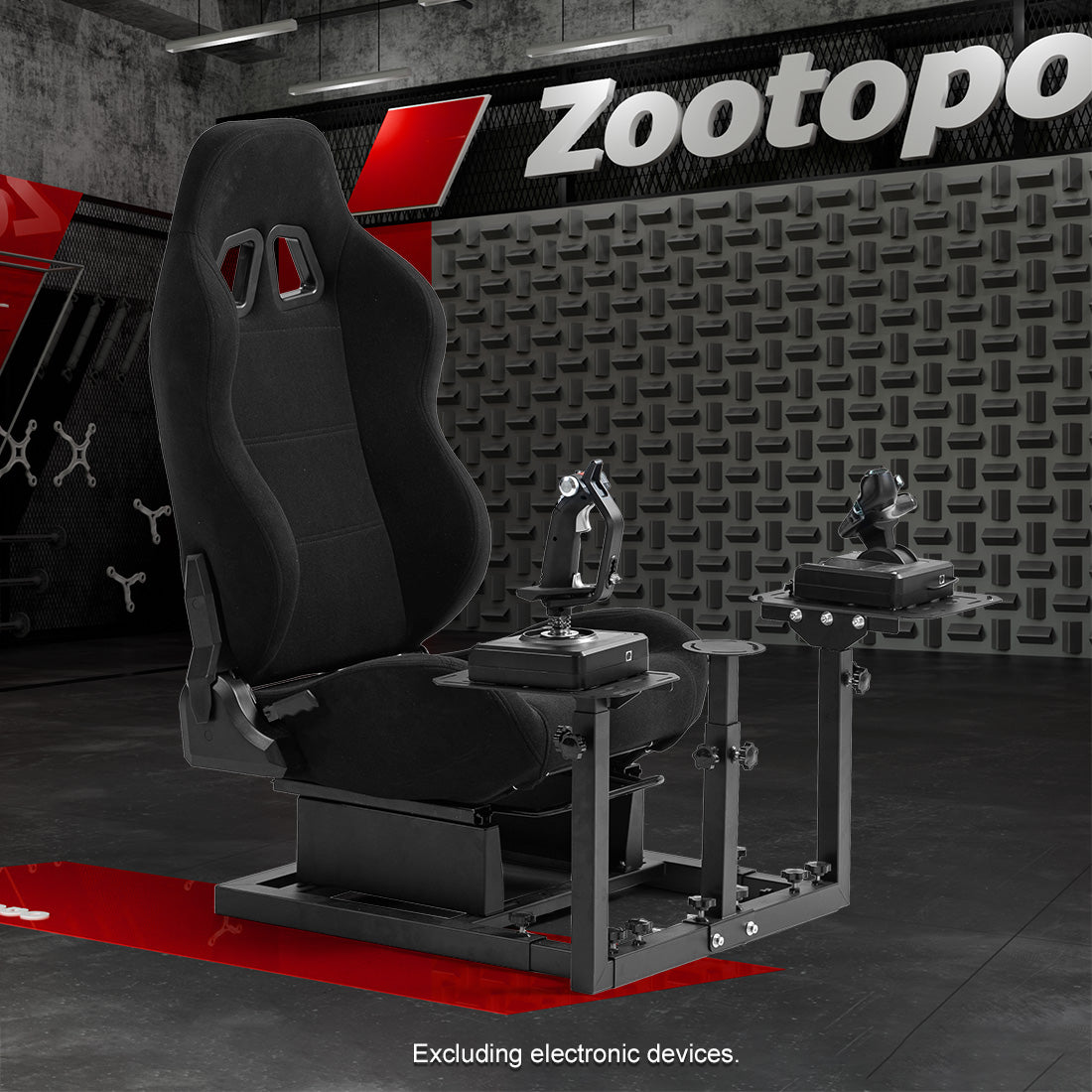 Zootopo Flight Simulator Cockpit with Black Seat Fit for Logitech X52 PRO,X56, Thrustmaster T16000M,HotasWarthing Flight Stick,Unlimited Adjustment,Not Include Steering Wheel,Pedals,Handbrake and Joystick