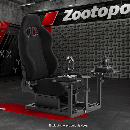 Zootopo Flight Simulator Cockpit with Black Seat Fit for Logitech X52 PRO,X56, Thrustmaster T16000M,HotasWarthing Flight Stick,Unlimited Adjustment,Not Include Steering Wheel,Pedals,Handbrake and Joystick