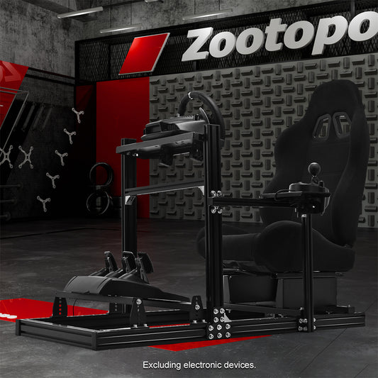Zootopo 3060Aluminum Profile Racing Simulator Cockpit with Seat, Supports Adjustment, Compatible with Thrustmaster/Fanatec/Logitech G29 Steering Wheels,and designed  for the Sim Frame 3060 Chassis,Does Not Include Steering Wheel, Pedals, or Handbrake