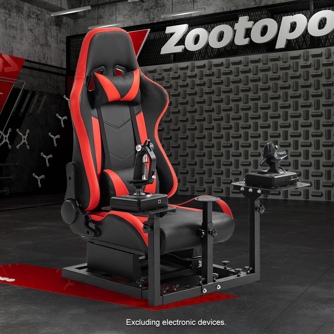 Zootopo Flight Simulator Cockpit with Red Seat Fit for Logitech X52 PRO,X56, Thrustmaster T16000M,HotasWarthing Flight Stick,Unlimited Adjustment,Not Include Steering Wheel,Pedals,Handbrake and Joystick