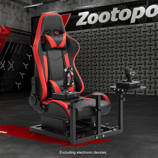 Zootopo Flight Simulator Cockpit with Red Seat Fit for Logitech X52 PRO,X56, Thrustmaster T16000M,HotasWarthing Flight Stick,Unlimited Adjustment,Not Include Steering Wheel,Pedals,Handbrake and Joystick