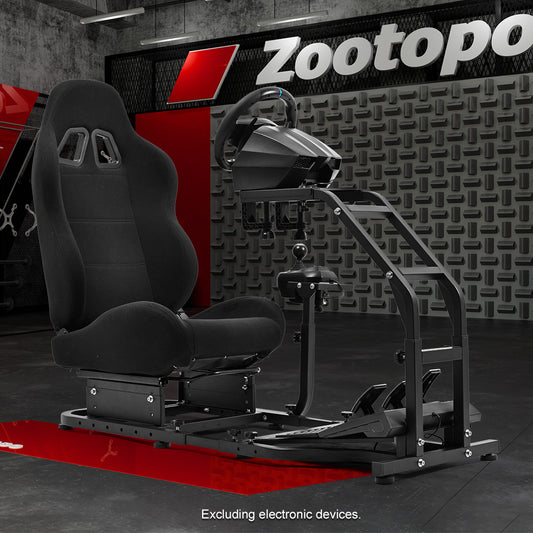 Zootopo Adjustable Racing Sim Cockpit with Red Seat Unobstructed Design for Both Legs Fit for Logitech/Thrustmaster G29 G923 G25 T80 T150 Racing Wheel Cockpit Not Include Steering Wheel,Pedals,Handbrake