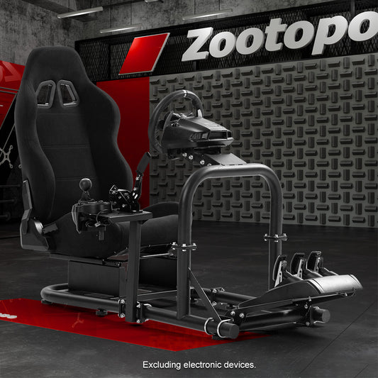 Zootopo Racing Driving Simulator Cockpit with Black Seat Stability Upgrade Fit for Logitech/Thrustmaster/Fanatec G27,G29,G920,G923,T300RS &CSL-DD Wheel Frame,No Steering Wheel,Pedal,Handbrake