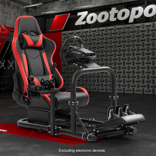 Zootopo G920 Racing Simulator Cockpit with Red Seat Frame Large Round Tube Stable and Adjustable Racing Wheel Stand Fit for Logitech G25 G27 G29 G920 Thrustmaster T80 T150 Wheel, Pedals and Shifter Not Include