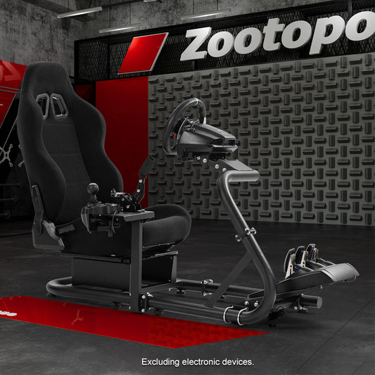 Zootopo Adjustable Racing Cockpit with Black Seat Fit for Logitech,Thrustmaster,G920,T500,Wheel Shifter Pedals Not Included