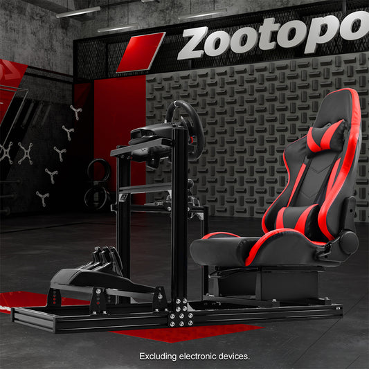 Zootopo Aluminum Profile 3060 Racing Simulator Cockpit with Seat,Fit for Thrustmaster/Fanatec/Logitech G29 ,  featuring infinite adjustability,  Not Include Steering Wheel,Pedals,Handbrake