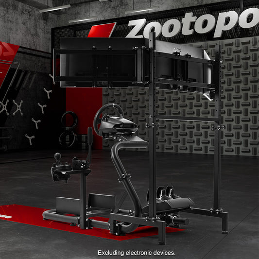 Zootopo Racing Driving Simulator Cockpit with with Triple Monitor Mount Fit for Logitech/Thrustmaster G27,G29,G920,G923,T300RS Wheel Frame,No Steering Wheel,Pedal,Handbrake,Seat,Monitor