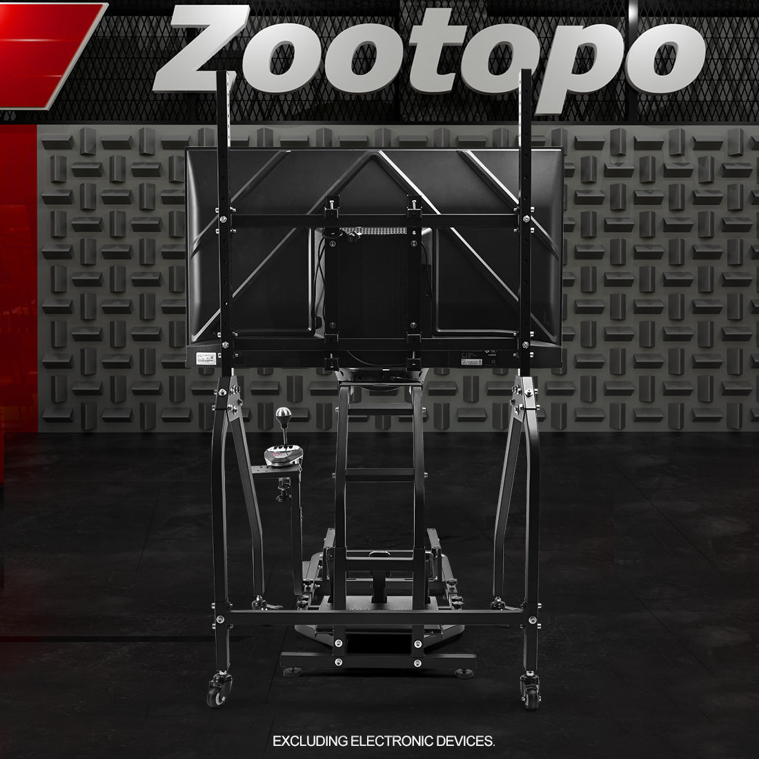 Zootopo Adjustable Racing Sim Cockpit with Monitor Stand Unobstructed Design for Both Legs Fit for Logitech/Thrustmaster G29 G923 G25 T80 T150 Racing Wheel Cockpit Not Include Steering Wheel,Pedals,Handbrake