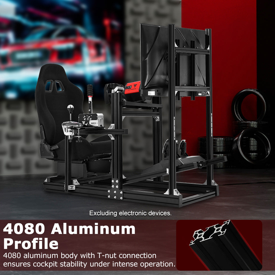 Zootopo 8040 Aluminum Profile Racing Sim Cockpit with Monitor Stand Fit Logitech G923 G920, Adjuatable Gaming Simulator Cockpit Not Include Steering Wheel,Pedals,Handbrake