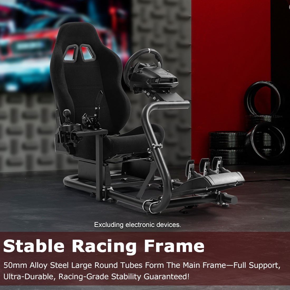 Zootopo Adjustable Racing Cockpit with Black Seat Fit for Logitech,Thrustmaster,G920,T500,Wheel Shifter Pedals Not Included