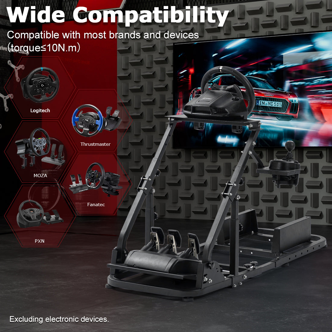 Zootopo Racing Wheel Stand Fit for Logitech G25 G27 G29 G920,Unlimited Adjustment,Foldable Racing Simulator Cockpit Frame,Not Included Shifter,Wheel,Pedals