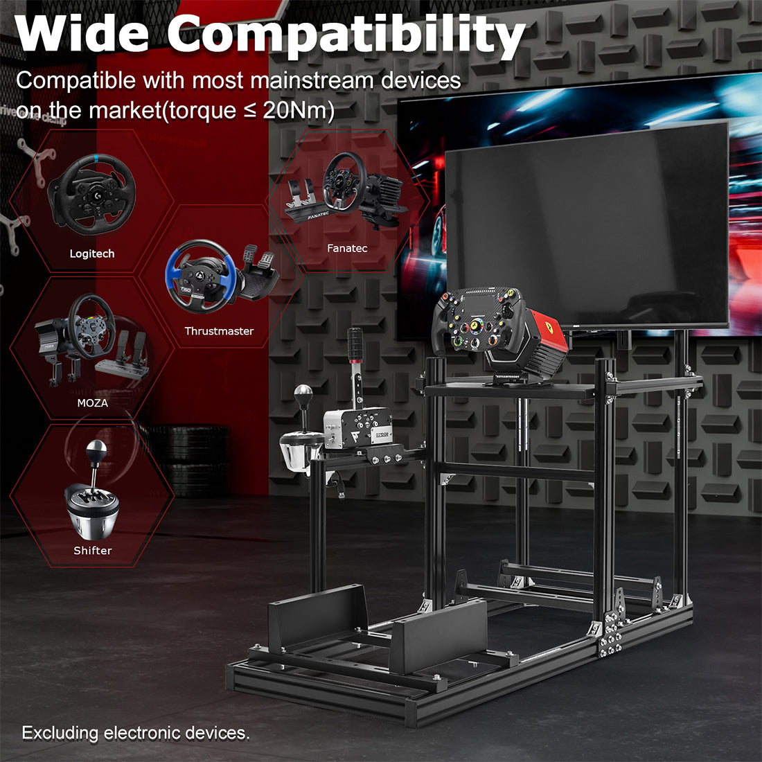 Zootopo Racing Simulator Cockpit with Monitor Mount, crafted from 3060 Aluminum Profile, Fit for Thrustmaster/Fanatec/Logitech G29 GPro, Unlimited Adjustment,Not Include Steering Wheel,Pedals,Handbrake