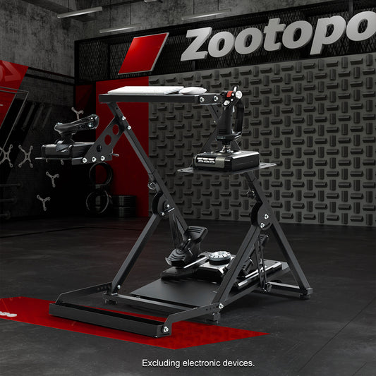 Zootopo Foldable Flight Simulation Cockpit with Fixed Slot Fit for Logitech/Thrustmaster/Hotas Warthog/Fanatec,  Adjustable Fight Sim Mount Pedals, Steering Wheel Not Included