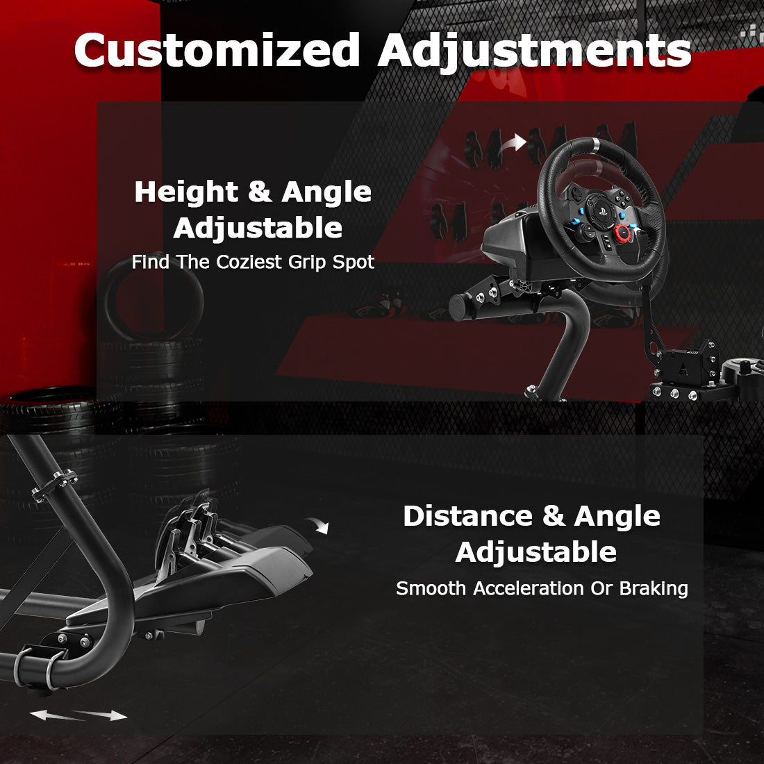 Zootopo Racing Driving Simulator Cockpit with with Triple Monitor Mount Fit for Logitech/Thrustmaster G27,G29,G920,G923,T300RS Wheel Frame,No Steering Wheel,Pedal,Handbrake,Seat,Monitor