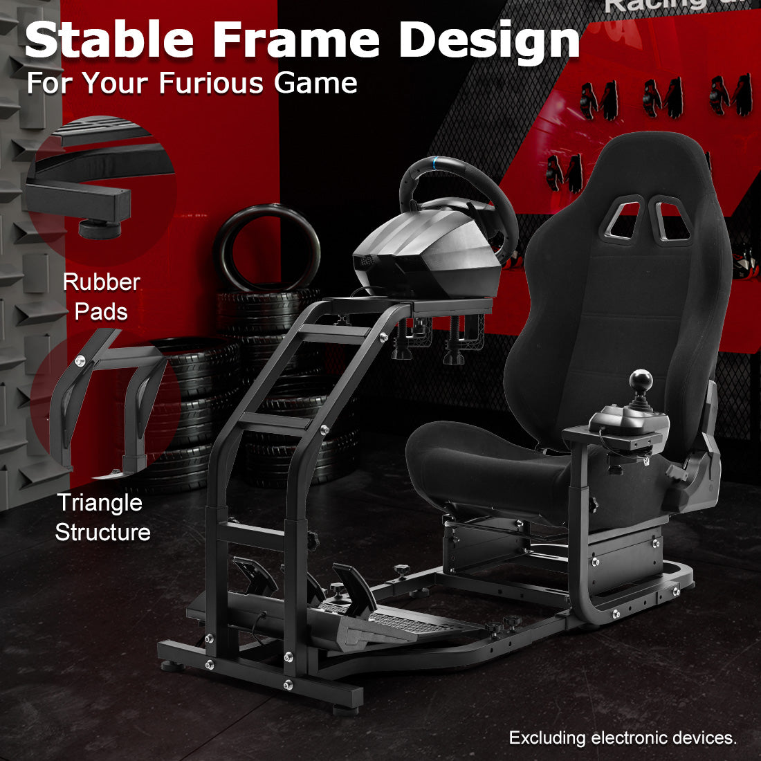 Zootopo Adjustable Racing Sim Cockpit with Red Seat Unobstructed Design for Both Legs Fit for Logitech/Thrustmaster G29 G923 G25 T80 T150 Racing Wheel Cockpit Not Include Steering Wheel,Pedals,Handbrake