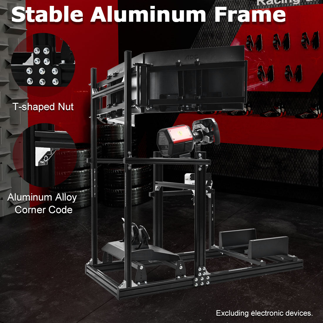 Zootopo Racing Simulator Cockpit with Triple-monitor Setup Crafted from 3060 Aluminum Profile, Fit for Thrustmaster，for Fanatec，for Logitech G29/GPro, Unlimited Adjustment,Not Include Steering Wheel,Pedals,Handbrake