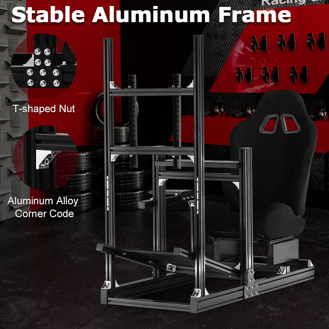 Zootopo 8040 Aluminum Profile Racing Sim Cockpit with Monitor Stand Fit Logitech G923 G920, Adjuatable Gaming Simulator Cockpit Not Include Steering Wheel,Pedals,Handbrake