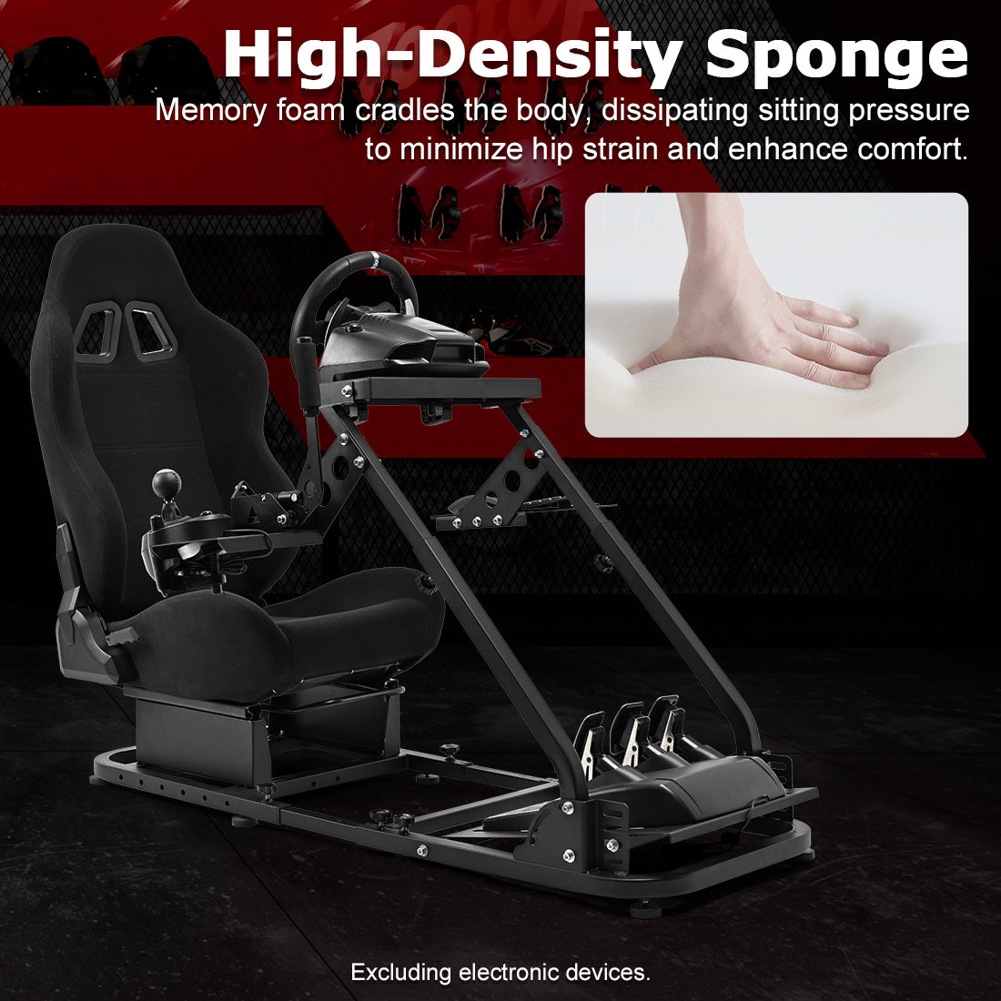 Zootopo Flight Simulator Cockpit with Black Seat Fit for Fanatec/Moza/Logitech X52 PRO/THRUSTMASTER A10,T.16000M FCS Adjustable Versatile,No Joystick,Handbrake,Shifter,Pedals,Steering Wheel,TV Mount