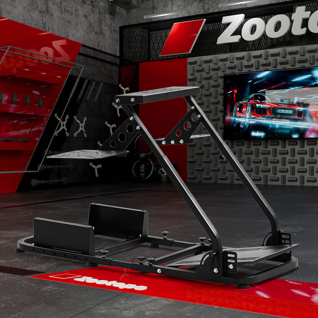 Zootopo Flight Racing Simulator Stand Fit for Fanatec/Moza/Logitech X52 PRO/Thrustmaster A10,T.16000M FCS Adjustable Versatile,No Joystick,Handbrake,Shifter,Pedals,Steering Wheel,TV Mount,Seat