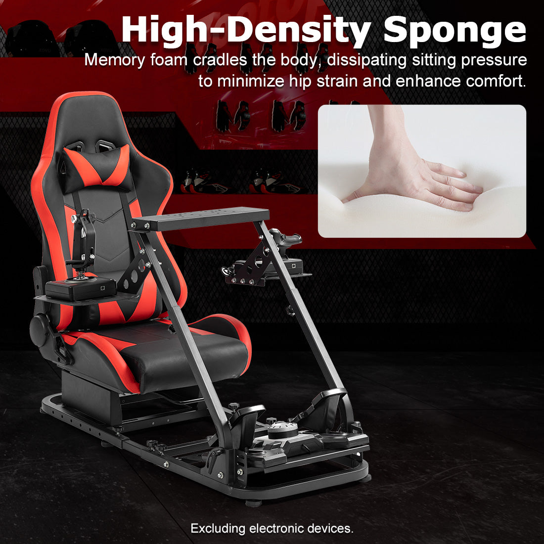 Zootopo Flight Simulator Cockpit with Red Seat Fit for Fanatec/Moza/Logitech X52 PRO/THRUSTMASTER A10,T.16000M FCS Adjustable Versatile,No Joystick,Handbrake,Shifter,Pedals,Steering Wheel,TV Mount