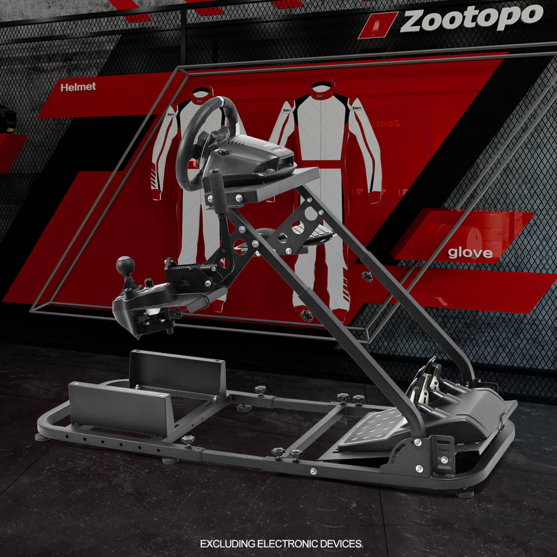 Zootopo Flight Racing Simulator Stand Fit for Fanatec/Moza/Logitech X52 PRO/Thrustmaster A10,T.16000M FCS Adjustable Versatile,No Joystick,Handbrake,Shifter,Pedals,Steering Wheel,TV Mount,Seat