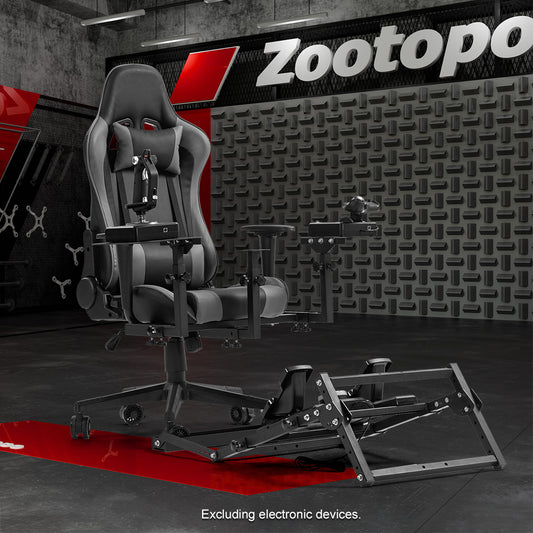 Zootopo Adjustable Flight Racing Simulator Cockpit with Seat Pedal Frame Fit for Thrustmaster Hotas Warthog/Logitech G29 G920,Simple Storage Multi-Function Home Office Use,No Joystick,Shifter,Pedal