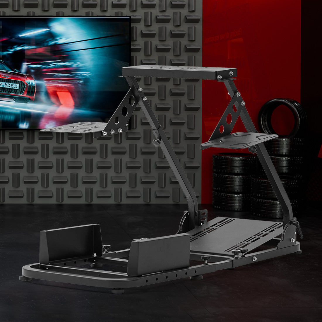 Zootopo Flight Racing Simulator Stand Fit for Fanatec/Moza/Logitech X52 PRO/Thrustmaster A10,T.16000M FCS Adjustable Versatile,No Joystick,Handbrake,Shifter,Pedals,Steering Wheel,TV Mount,Seat