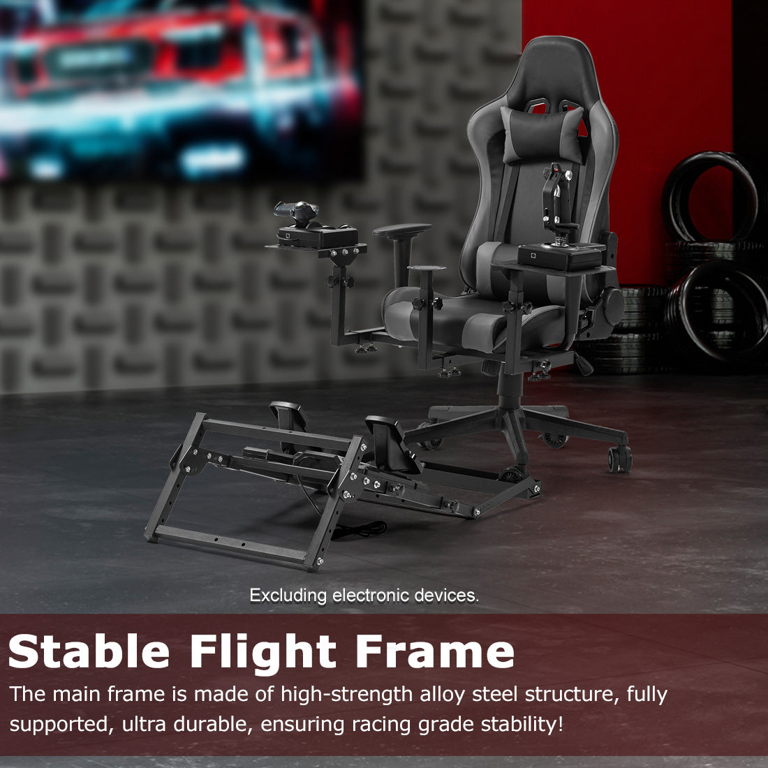 Zootopo Adjustable Flight Racing Simulator Cockpit with Seat Pedal Frame Fit for Thrustmaster Hotas Warthog/Logitech G29 G920,Simple Storage Multi-Function Home Office Use,No Joystick,Shifter,Pedal