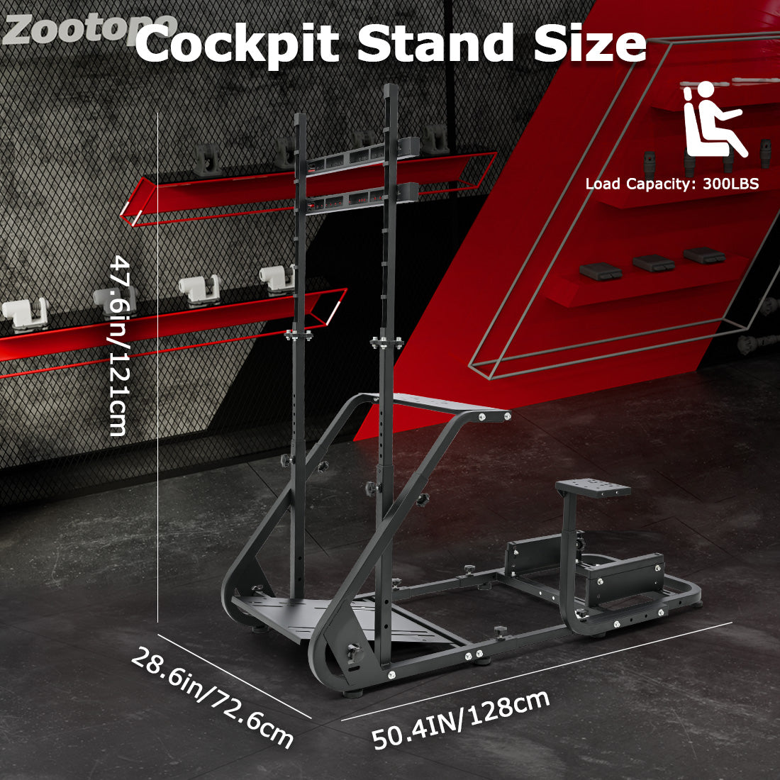 Zootopo Adjustable Sim Racing Cockpit with Monitor Mount, Fit for Logitech G923,Thrustmaster Wheels, Frame Double Arm Reinforcement, No Steering Wheel,Pedal,Display and Seat
