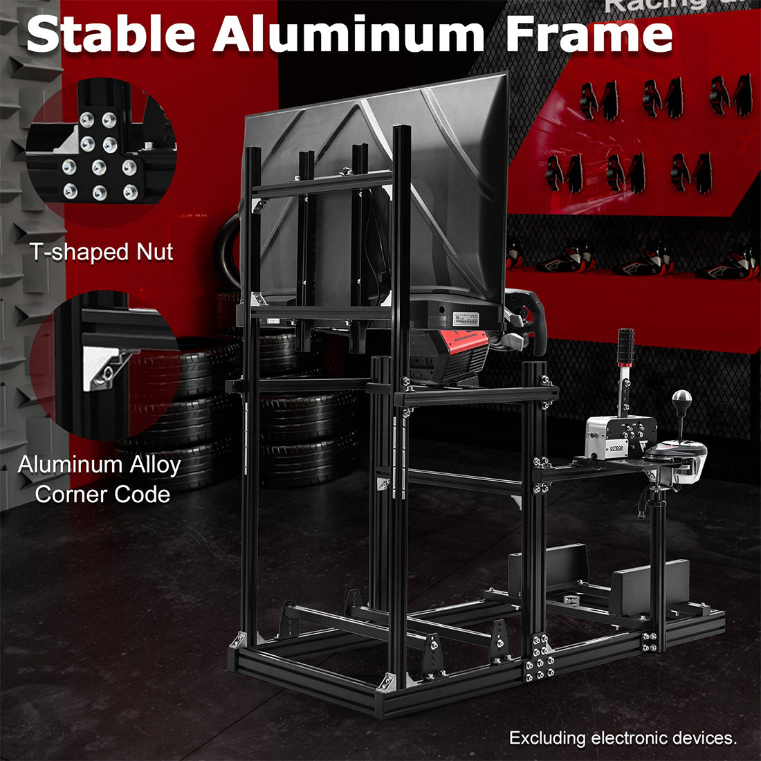 Zootopo Racing Simulator Cockpit with Monitor Mount, crafted from 3060 Aluminum Profile, Fit for Thrustmaster/Fanatec/Logitech G29 GPro, Unlimited Adjustment,Not Include Steering Wheel,Pedals,Handbrake