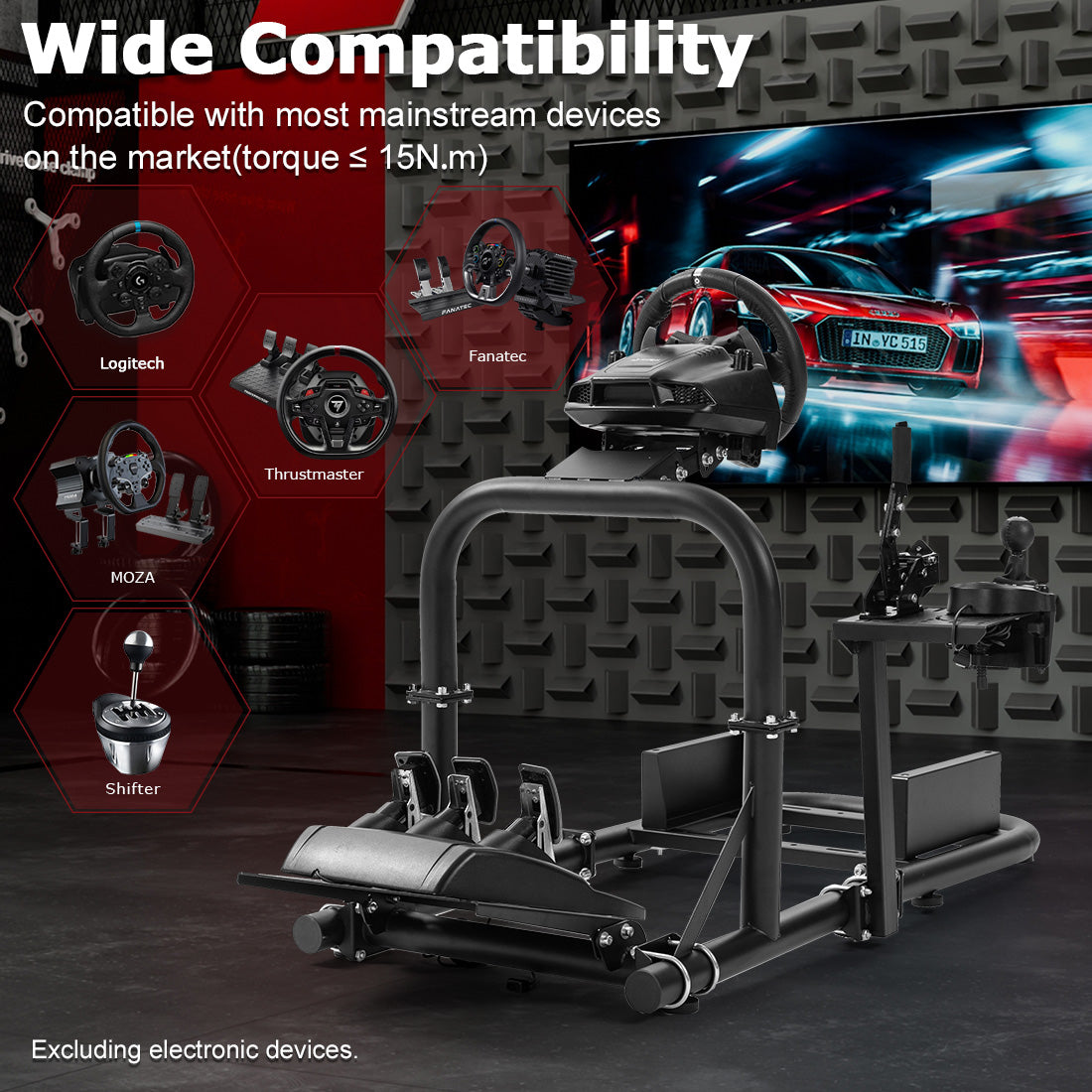 Zootopo Racing Simulator Cockpit 50mm Round Tube Driving Gaming Cockpit Fit for Logitech, Thrustmaster, Fanatec, PC, PS4, Xbox, Seat ,Pedal Wheel Not Included