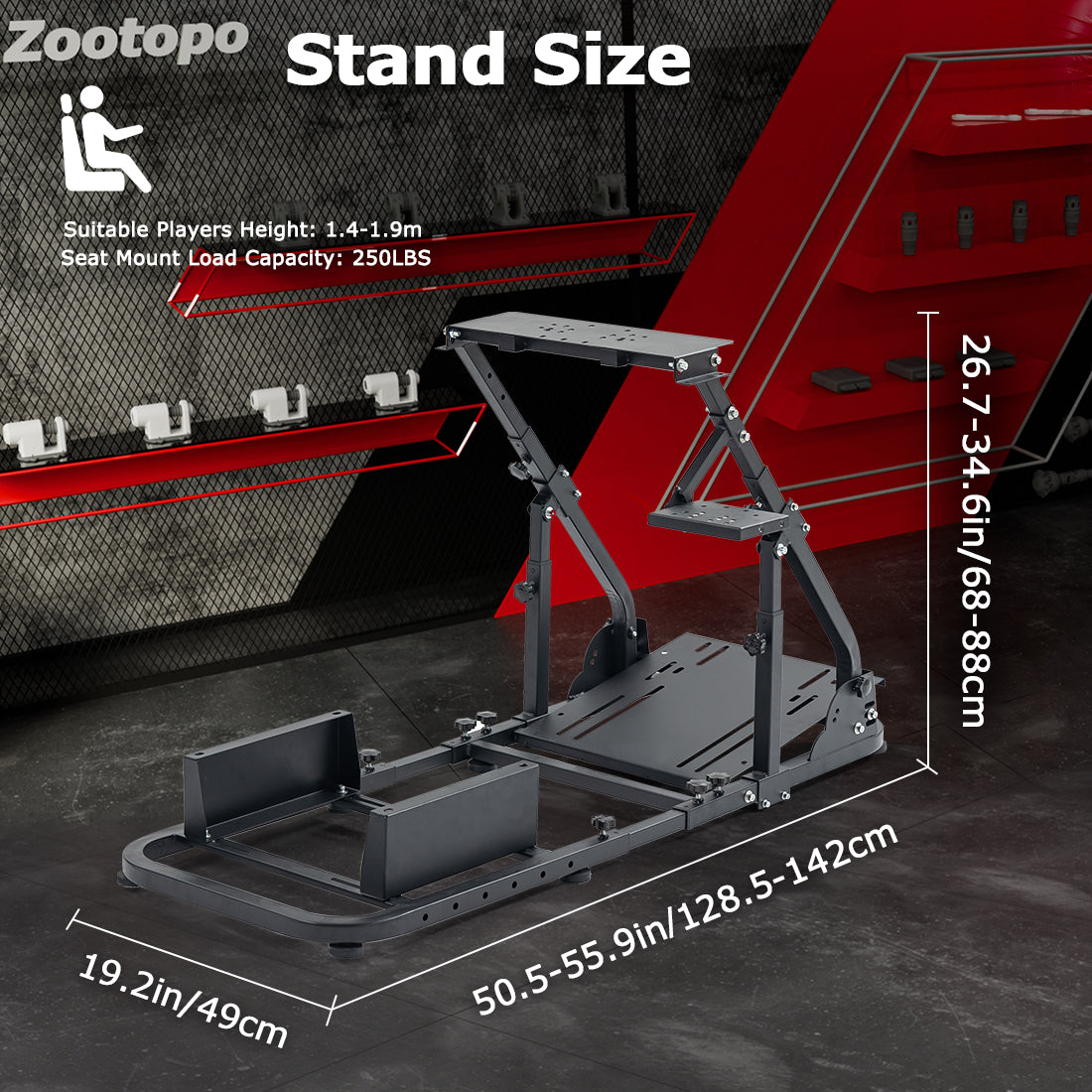 Zootopo Racing Wheel Stand Fit for Logitech G25 G27 G29 G920,Unlimited Adjustment,Foldable Racing Simulator Cockpit Frame,Not Included Shifter,Wheel,Pedals