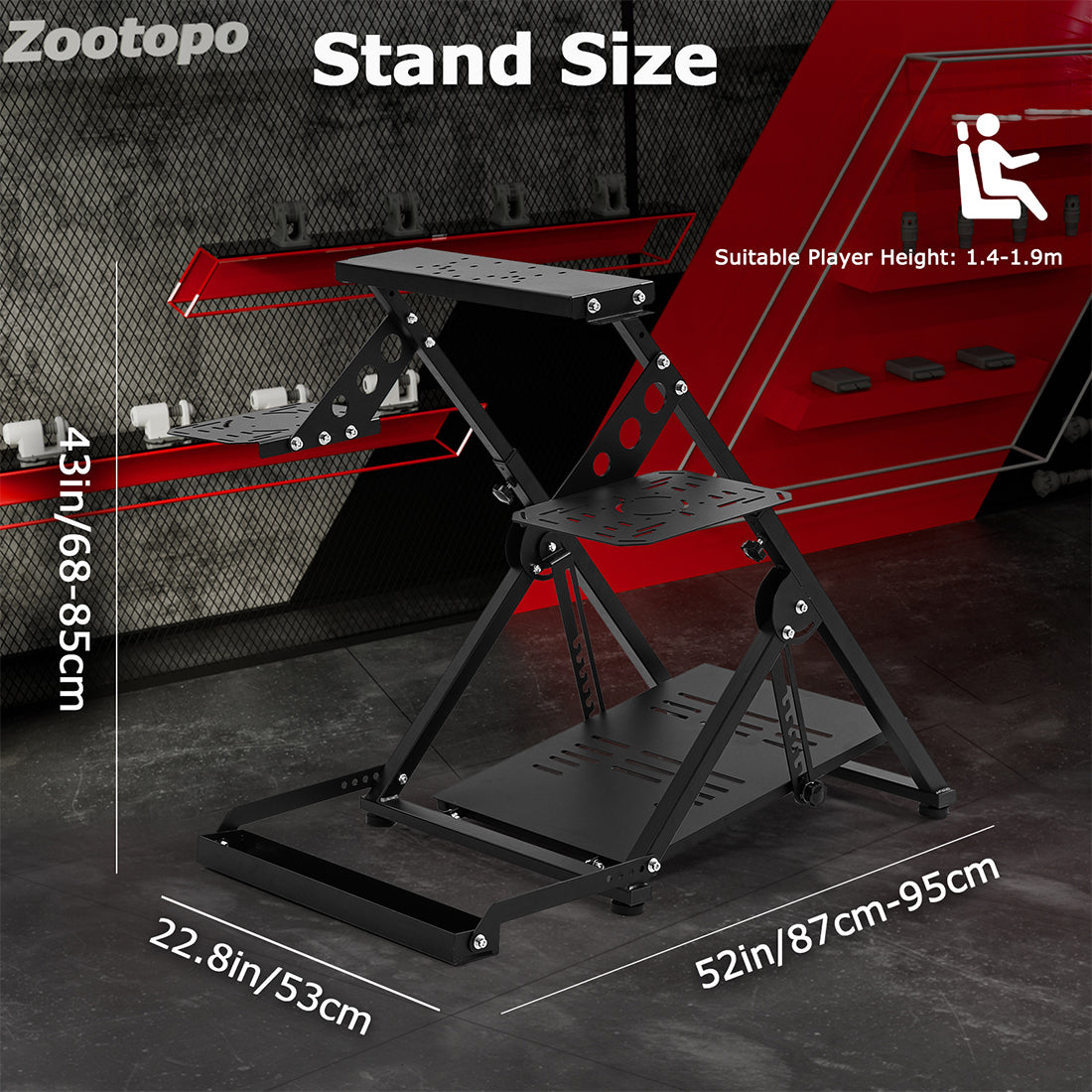 Zootopo Foldable Flight Simulation Cockpit with Fixed Slot Fit for Logitech/Thrustmaster/Hotas Warthog/Fanatec,  Adjustable Fight Sim Mount Pedals, Steering Wheel Not Included