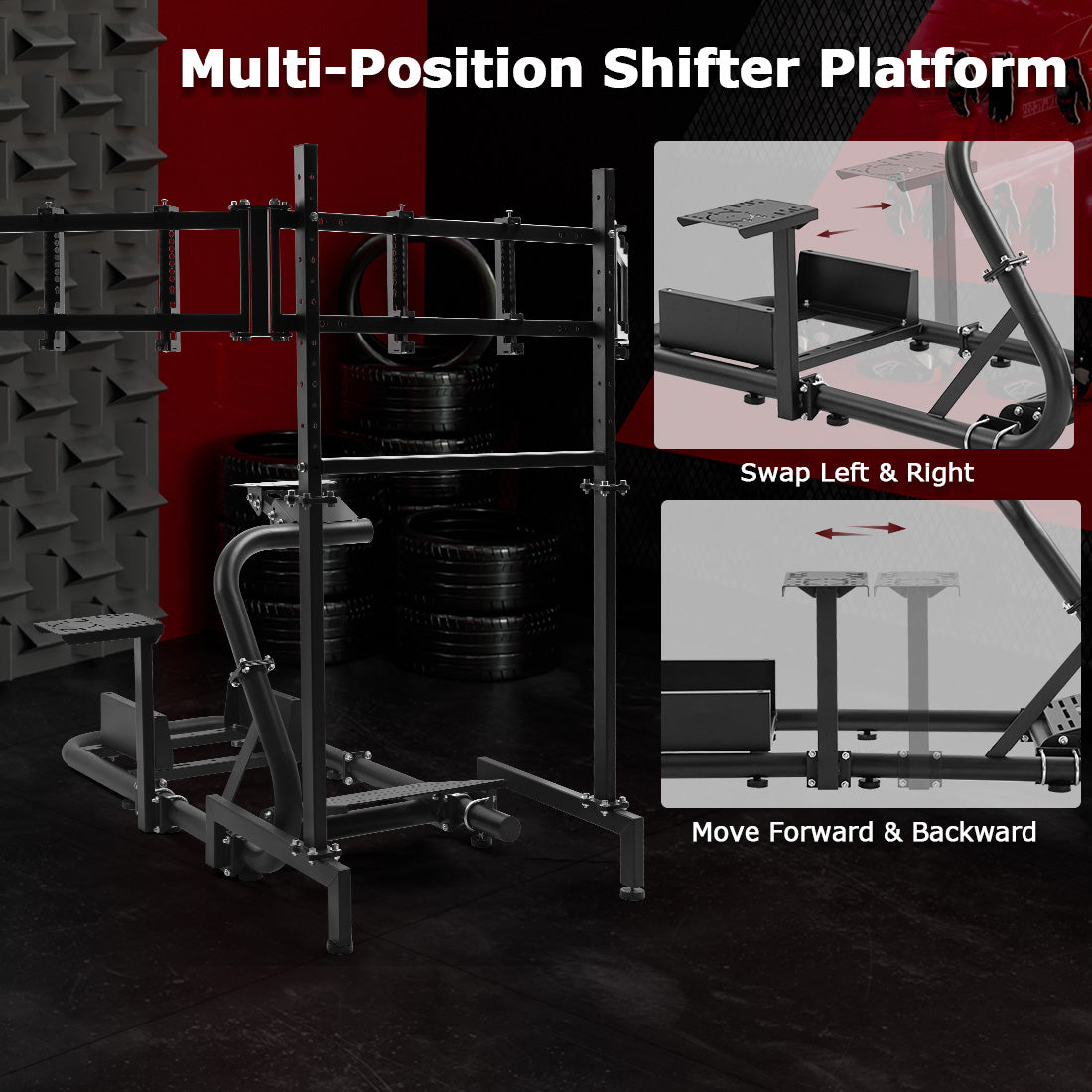 Zootopo Racing Driving Simulator Cockpit with with Triple Monitor Mount Fit for Logitech/Thrustmaster G27,G29,G920,G923,T300RS Wheel Frame,No Steering Wheel,Pedal,Handbrake,Seat,Monitor
