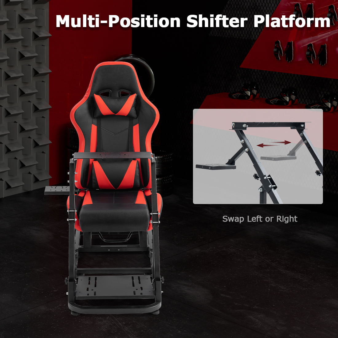 Zootopo Racing Simulator Cockpit with Red Seats, Fit for Logitech G923/G29/G920, Thrustmaster, Fanatec, Unlimited Adjustment,Not Included Shifter,Wheel,Pedals