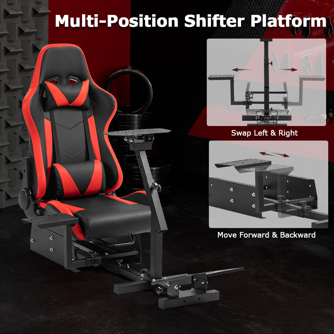 Zootopo Racing Simulator Cockpit with Red Seat Multi-level Adjustment Fit for Logitech/Thrustmaster/Fanatec G29,G920,G923&T300RS&CSL-DD One-Piece Cockpit,Wheel,Handbrake and Pedals Not Included