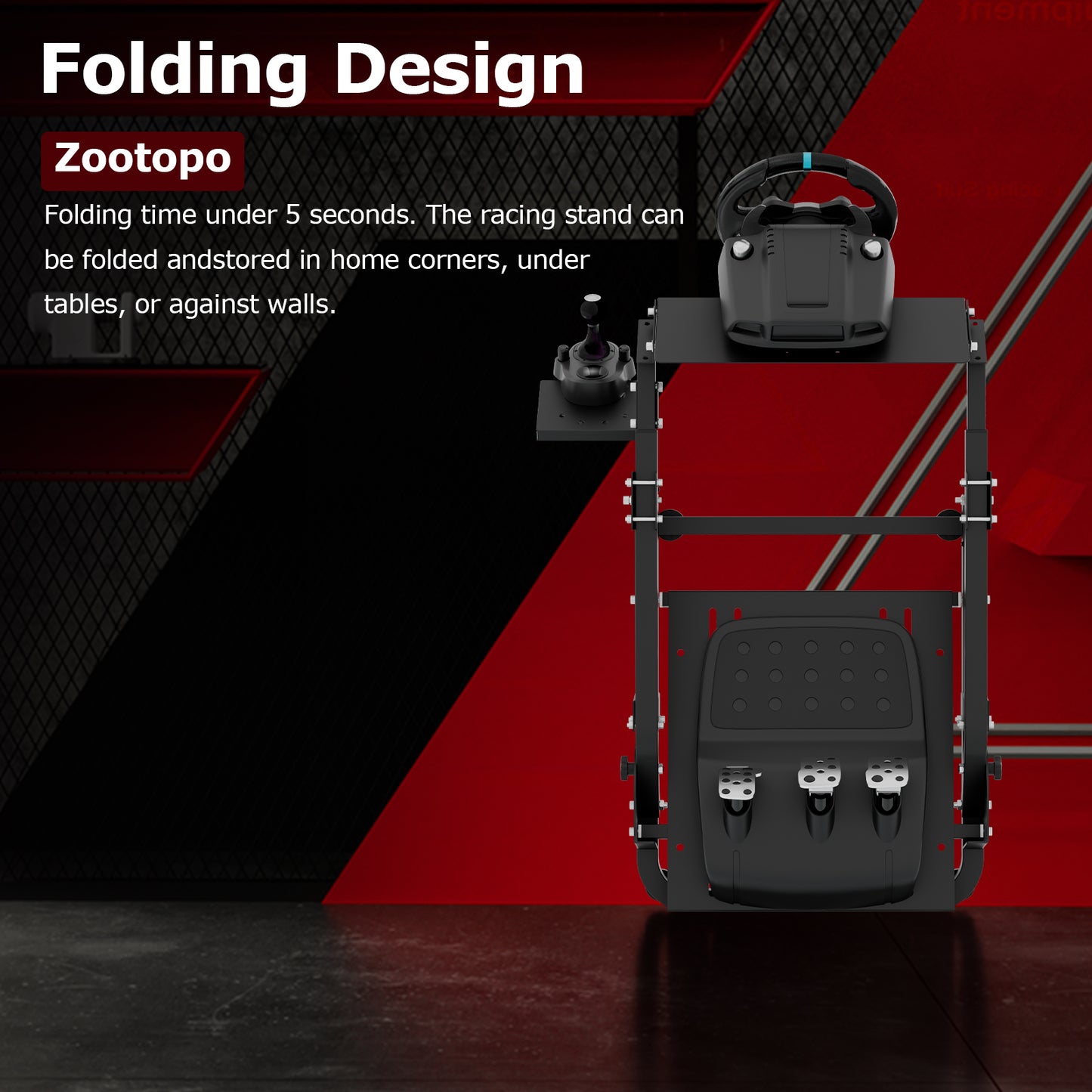 Zootopo G923 Racing Steering Wheel Stand with Reinforcement Bar Fit for Logitech Thrustmaster G27,G29,G920 T300RS,T80,T150 Driving Simulator Stand, Not Include Steering Wheel,Pedals,Handbrake