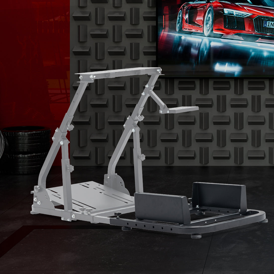 Zootopo Rear Seat Stand Racing Wheel Frame Parts/Accessories Mounting Seat Installable Most Chair Stand Simulator Cockpit Wheel and Pedals Not Included