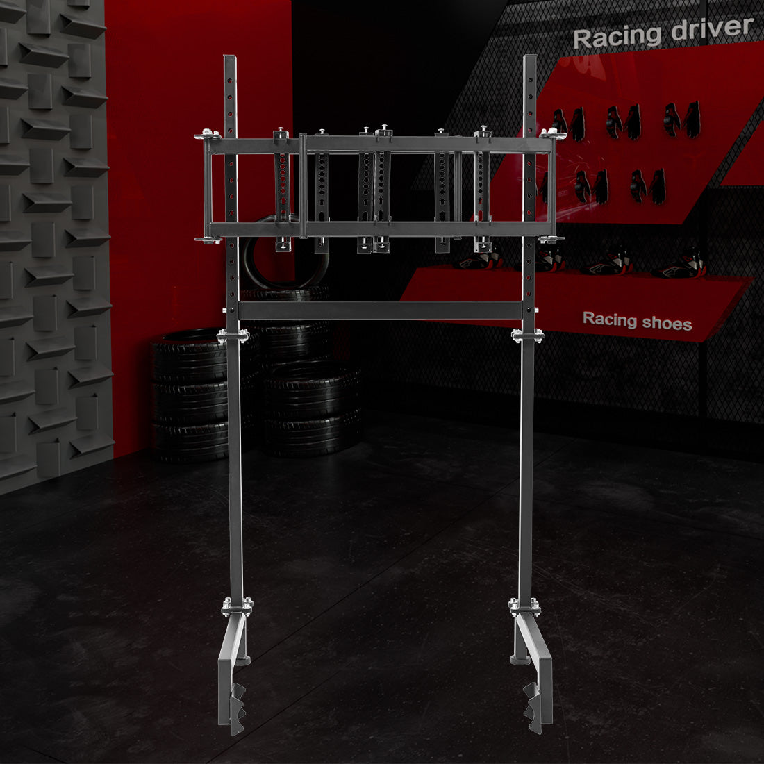 Zootopo Sim Racing Triple Monitor Stand for 24-32 Inch Display 3 Screens TV Mount Compatible with Round Tube Racing Sim Cockpit,Adjustable Height Width,NO Steering Wheel,Shift Lever,Pedals,TV,Seat and Cockpit