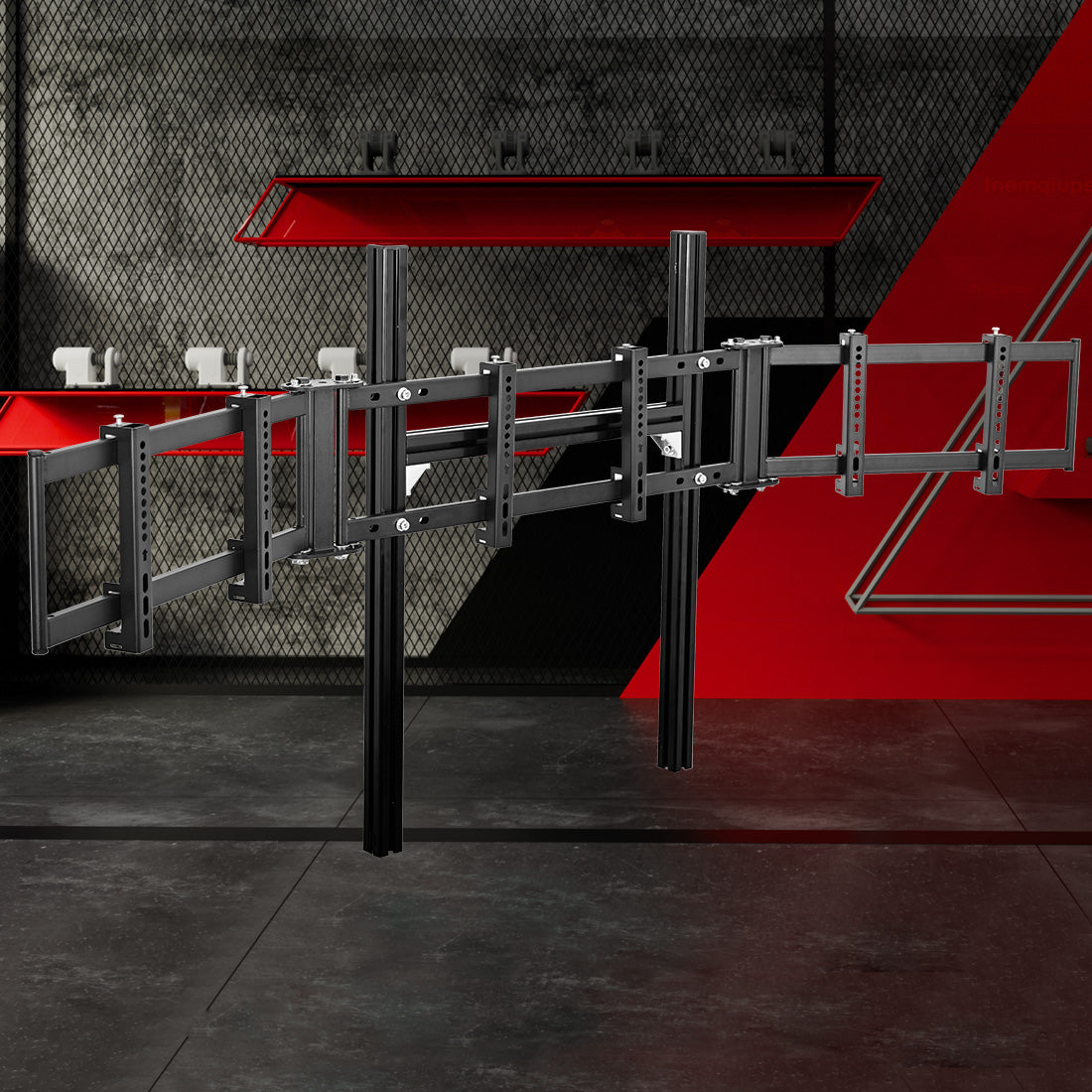 Zootopo 4040 Aluminum Profile Triple Monitor Stand for Racing Simulator Cockpit Compatible with 27-32 Inch Display 3 Screens TV Mount,Adjustable Height Width,No Steering Wheel,Shift Lever,Pedals,TV,Seat and Cockpit