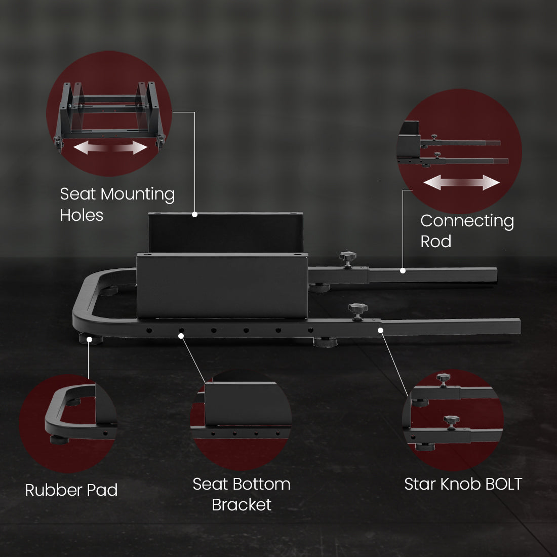 Zootopo Rear Seat Stand Racing Wheel Frame Parts/Accessories Mounting Seat Installable Most Chair Stand Simulator Cockpit Wheel and Pedals Not Included