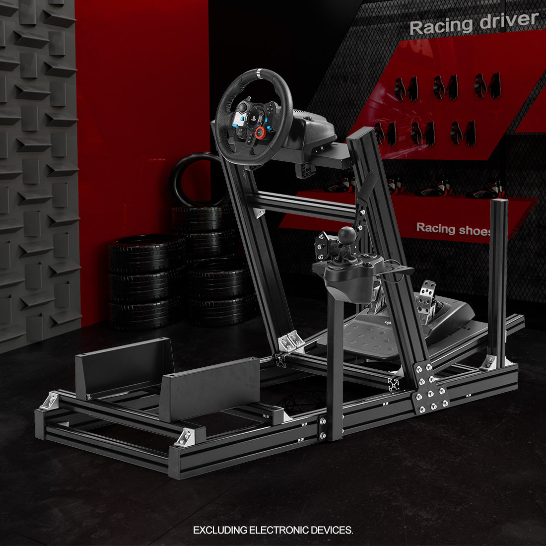 Zootopo 8040 Aluminum Profile Racing Simulaor Cockpit Fit for Logitech/Thrustmaster/Fanatec/Moza G920,G923 Professional&Expandability,F1 Trunk,No Seat,Handbrake,Pedals,Steering Wheel