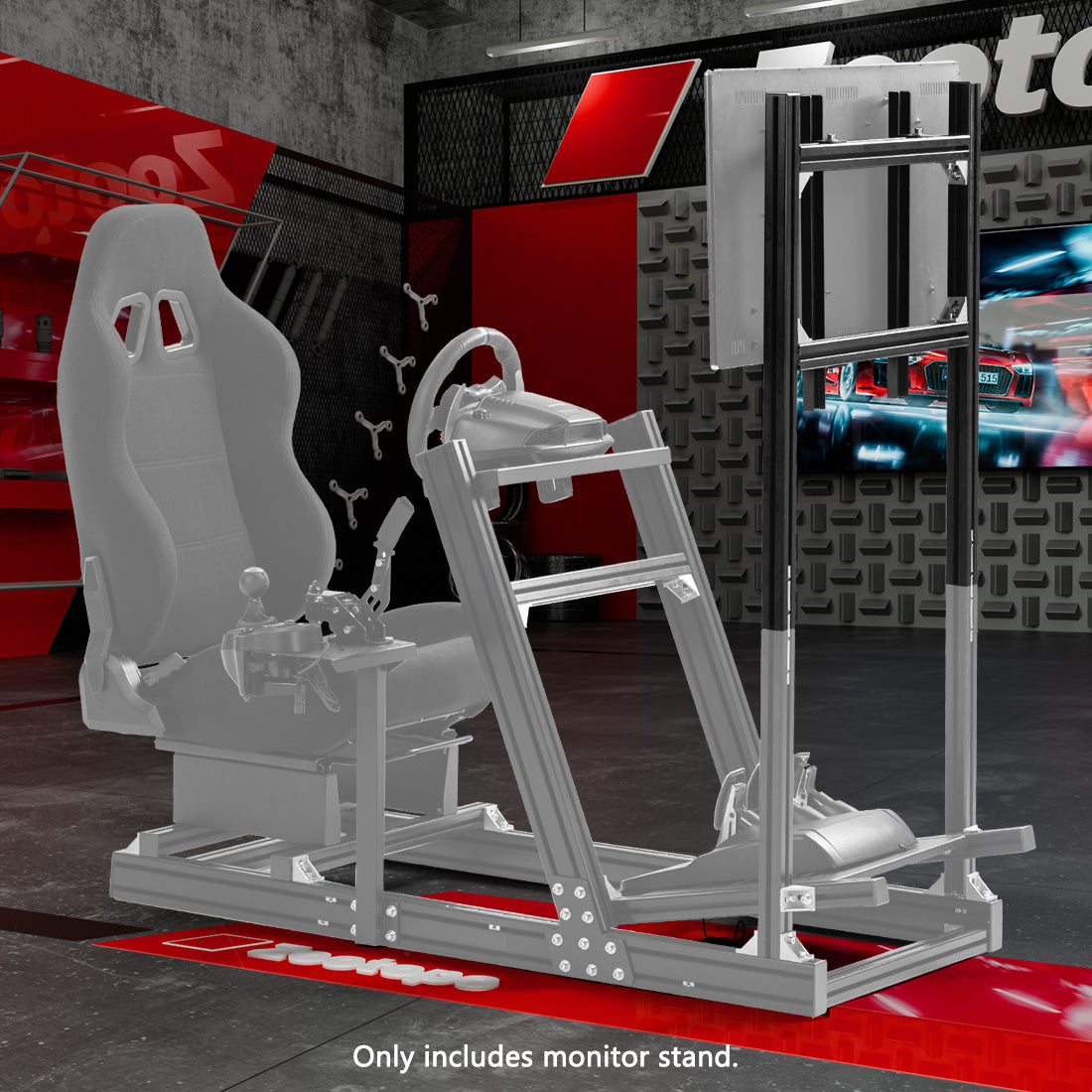 Zootopo 4040 Aluminum Profile Monitor Stand for Racing Simulator Cockpit Compatible with 27-65 Inch Display TV Mount,Adjustable Height,No Steering Wheel,Shift Lever,Pedals,TV,Seat and Cockpit
