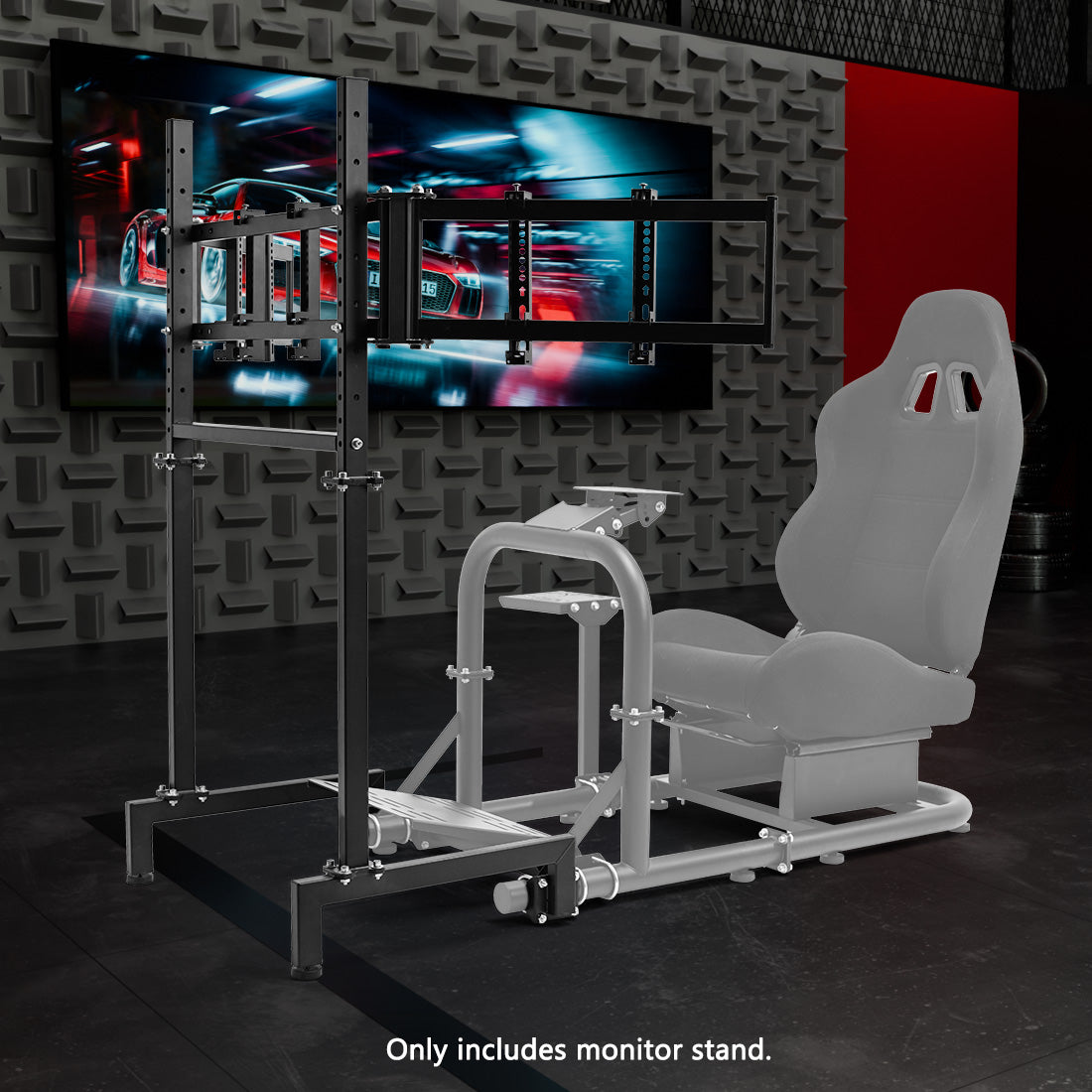 Zootopo Sim Racing Triple Monitor Stand for 24-32 Inch Display 3 Screens TV Mount Compatible with Round Tube Racing Sim Cockpit,Adjustable Height Width,NO Steering Wheel,Shift Lever,Pedals,TV,Seat and Cockpit