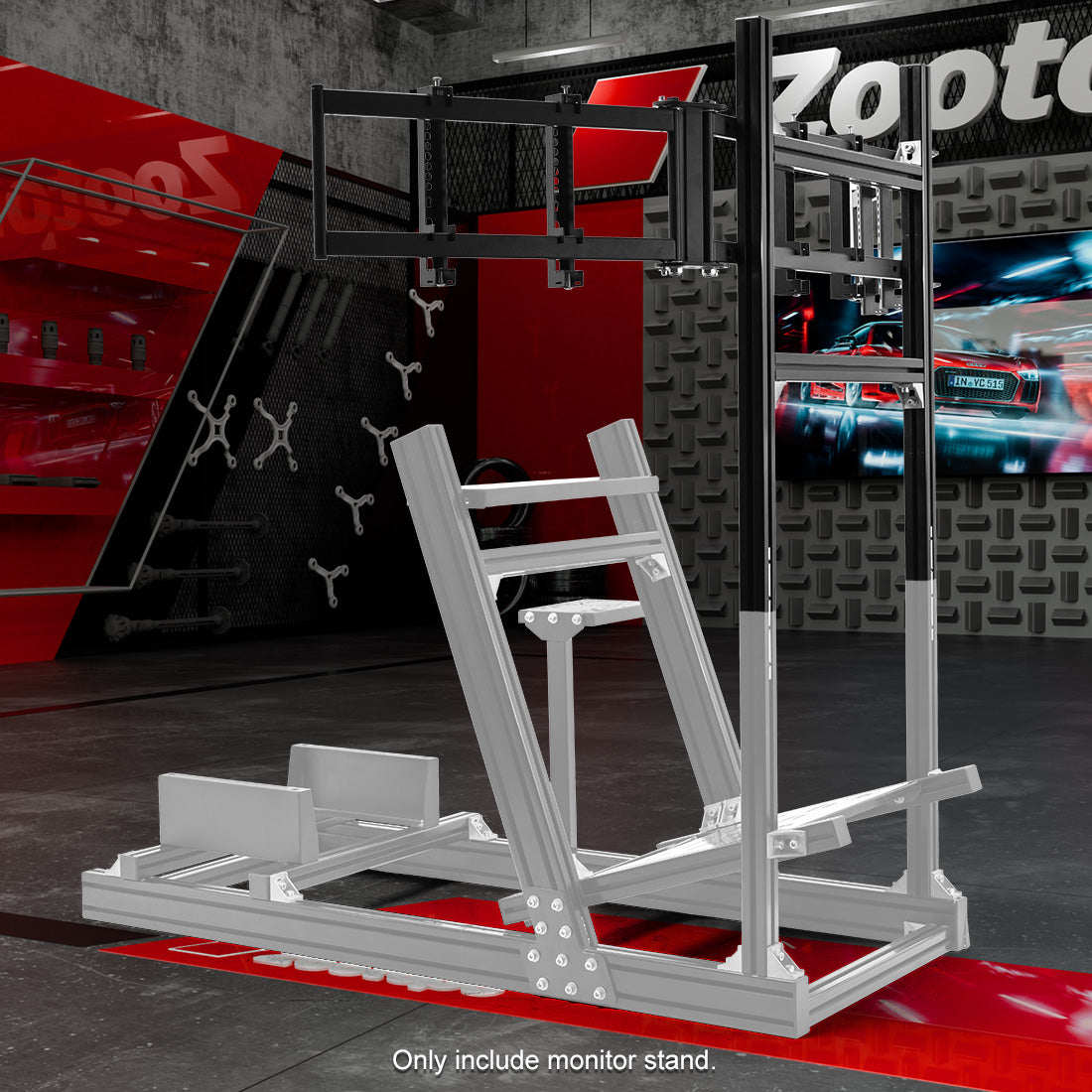 Zootopo 4040 Aluminum Profile Triple Monitor Stand for Racing Simulator Cockpit Compatible with 27-32 Inch Display 3 Screens TV Mount,Adjustable Height Width,No Steering Wheel,Shift Lever,Pedals,TV,Seat and Cockpit