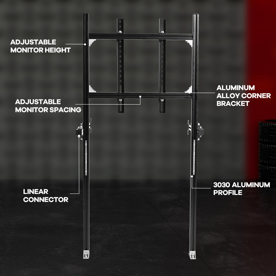 Zootopo 3030 Heavy-Duty Aluminum Profile Monitor Mount Compatible with 27-65 Inch Display,Height Adjustable,NO Steering Wheel,Shift Lever,Pedals,TV,Seat and Cockpit