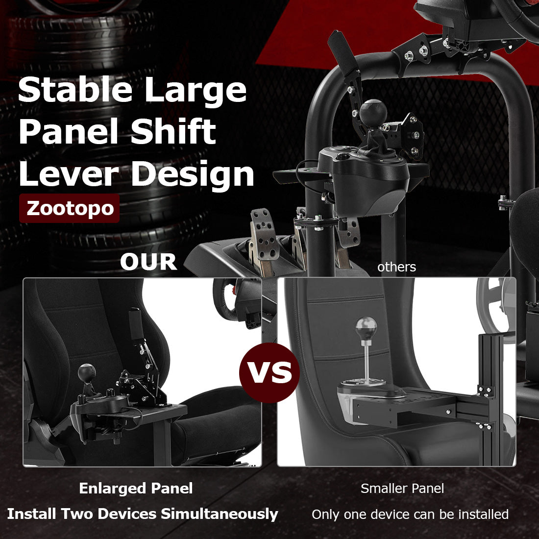 Zootopo Racing Driving Simulator Cockpit with Black Seat Stability Upgrade Fit for Logitech/Thrustmaster/Fanatec G27,G29,G920,G923,T300RS &CSL-DD Wheel Frame,No Steering Wheel,Pedal,Handbrake