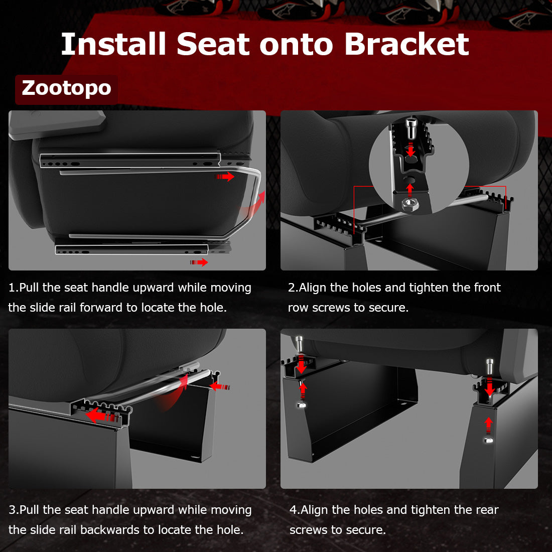 Zootopo Ergonomic Red Racing Seat with Adjustable Double Slides Fit Racing Simulator Cockpit Wheel Stand Gaming Chair Video Game Chairs