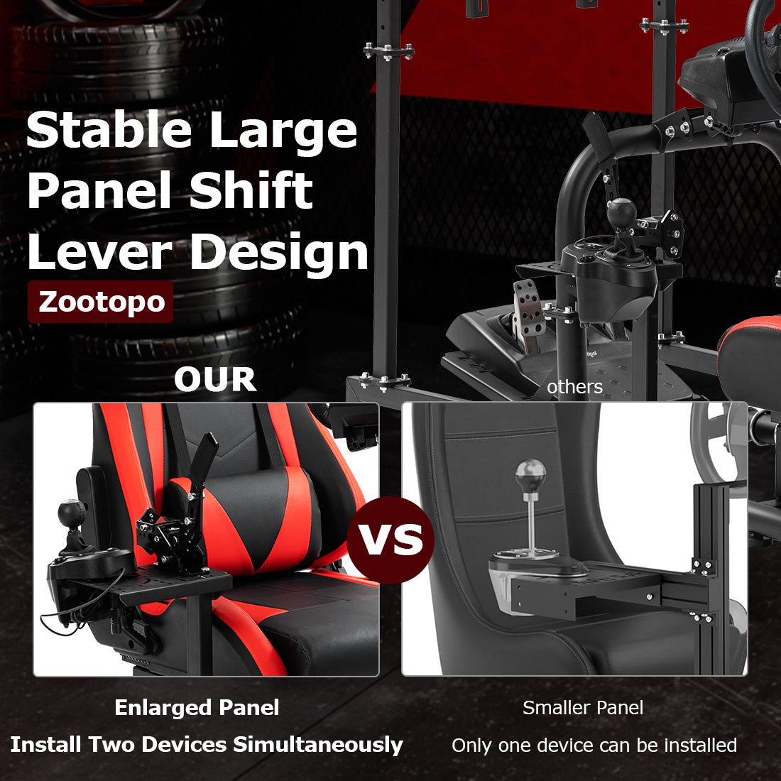 Zootopo Adjustable Racing Cockpit with TV Stand Seat Fit for Logitech,Thrustmaster,Fanatec,G920,T500,Wheel Shifter Pedals NOT Included